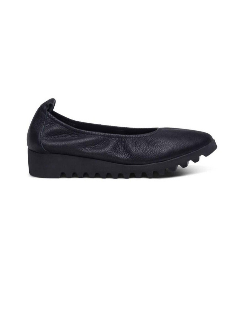 Aetrex Black Leather Wedge Ballet Flat - Slip-On Comfort